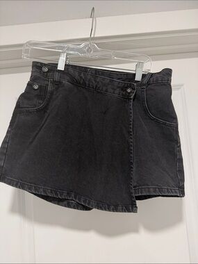 Zara Washed Black Denim Skort NWT Size S